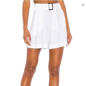 Show Me Your Mumu Percy Belted High Rise Shorts in White